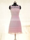 Sheath/Column Short/Mini Lace Chiffon Bow Square Neckline Bridesmaid Dresses #PWD02017878