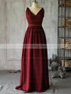 A-line Floor-length Chiffon Ruffles V-neck Bridesmaid Dresses #PWD02017889