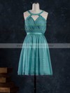 A-line Short/Mini Chiffon Sashes / Ribbons Scoop Neck Bridesmaid Dresses #PWD02017919