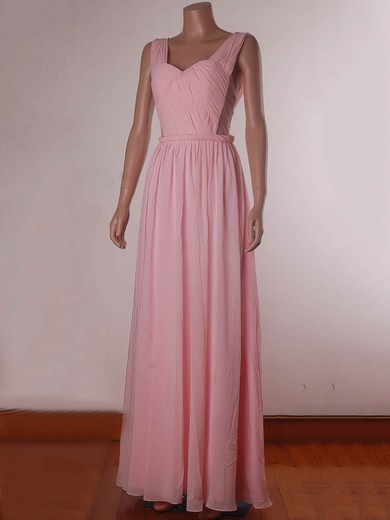 A-line Floor-length Chiffon Tulle Ruffles Sweetheart Bridesmaid Dresses #PWD02017734