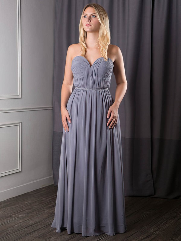 A-line Floor-length Chiffon Sashes / Ribbons Sweetheart Bridesmaid Dresses #PWD02017631