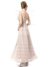 Empire Ankle-length Chiffon Sashes / Ribbons V-neck Bridesmaid Dresses #PWD02017689
