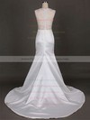 Scoop Neck Trumpet/Mermaid Amazing Satin Tulle Appliques Lace Wedding Dresses #PWD00021192