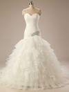 Glamorous Sweetheart Ivory Organza Tiered Trumpet/Mermaid Wedding Dresses #PWD00021199