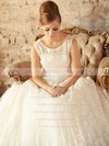 2016 White Scoop Neck and Floor-length Ball Gown Lace Wedding Dress #PWD00021201