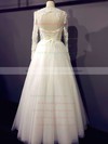 Designer Princess Scoop Neck Ivory Tulle Appliques Lace Long Sleeve Wedding Dresses #PWD00021203