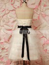Ivory Tulle Sashes / Ribbons Sweetheart Lace-up Short/Mini Wedding Dresses #PWD00021212