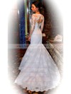 Nice Trumpet/Mermaid Chapel Train Tulle Lace-up Long Sleeve Wedding Dresses #PWD00021378
