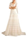 1/2 Sleeve Trumpet/Mermaid Ivory Lace with Lace-up Sweep Train Wedding Dresses #PWD00021379