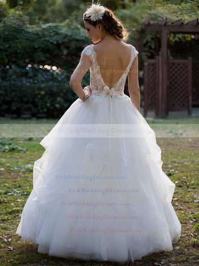 Ball Gown Fashion Tulle Appliques Lace Scoop Neck Wedding Dress #PWD00021381