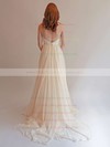 Chiffon Ruffles with Spaghetti Straps Ivory Sweetheart Simple Backless Wedding Dress #PWD00021393