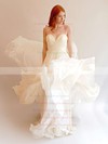 Chiffon Ruffles with Spaghetti Straps Ivory Sweetheart Simple Backless Wedding Dress #PWD00021393