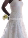 A-line Ivory Tulle Appliques Lace Sweetheart Lace-up Chapel Train Wedding Dress #PWD00021400