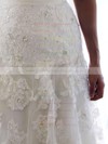 A-line Ivory Tulle Appliques Lace Sweetheart Lace-up Chapel Train Wedding Dress #PWD00021400