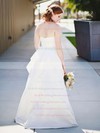 A-line Sweetheart White Satin Ruffles Classic Wedding Dress #PWD00021404