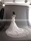 Gorgeous Off-the-shoulder Tulle Appliques Lace Lace-up Cathedral Train Wedding Dress #PWD00021260