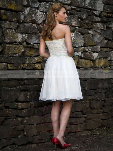 Square Neckline White Chiffon Pleats Short/Mini Simple Wedding Dresses #PWD00021264