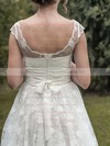 Elegant A-line Ivory Scoop Neck Sashes/Ribbons Lace Wedding Dresses #PWD00021349