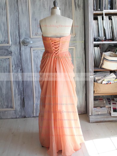 Orange Chiffon with Flower(s) Sweetheart Junior Bridesmaid Dress #PWD01012392