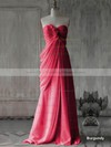 New Sweetheart Chiffon with Flower(s) Sweep Train Pink Bridesmaid Dress #PWD01012400