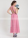 Pink Ankle-length Ruffles Chiffon Halter Pretty Bridesmaid Dress #PWD01012402