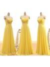 Yellow Chiffon with Beading One Shoulder Latest Bridesmaid Dresses #PWD01012406