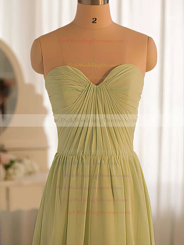 Simple Chiffon A-line Ruffles Sage Sweetheart Bridesmaid Dresses #PWD01012412