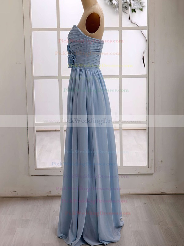 Girls Chiffon Ruffles Sweetheart Light Sky Blue Bridesmaid Dresses #PWD01012415