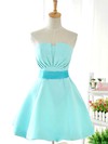 Cute Blue Satin Bow Strapless Ball Gown Short/Mini Bridesmaid Dresses #PWD01012419