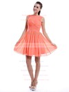 Short/Mini Scoop Neck Ruffles Chiffon Popular Orange Bridesmaid Dress #PWD01012421