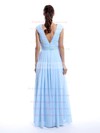 V-neck Chiffon Cap Straps A-line Ruffles Light Sky Blue Bridesmaid Dress #PWD01012423