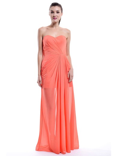 Ruffles Sweetheart Chiffon A-line Orange Newest Bridesmaid Dress #PWD01012430