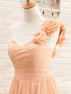 Wholesale Orange Chiffon Sweep Train Flower(s) with Lace-up One Shoulder Bridesmaid Dress #PWD01012434