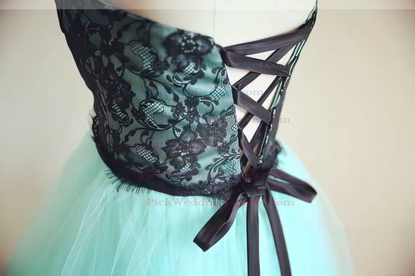 A-line Short/Mini Lace Tulle Elastic Woven Satin Sashes / Ribbons Sweetheart Bridesmaid Dresses #PWD01012444