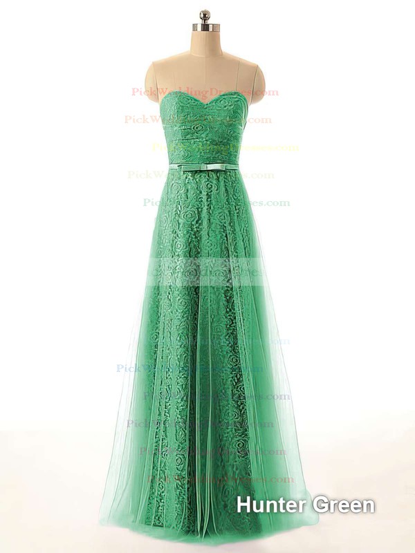 Floor-length Sweetheart with Sashes/Ribbons Lilac Tulle Lace Bridesmaid Dresses #PWD01012449