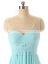 Discount V-neck Chiffon Tulle with Beading Straps Blue Bridesmaid Dresses #PWD01012460