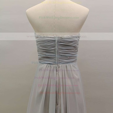 Sweetheart Light Slate Gray Chiffon A-line Beading and Ruffles Elegant Bridesmaid Dress #PWD01012461