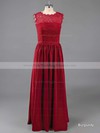 Chiffon Sweep Train Scoop Neck Latest Lace Bridesmaid Dresses #PWD01012467