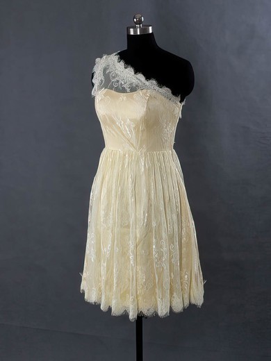 Lace One Shoulder Short/Mini Sashes / Ribbons Wholesale Bridesmaid Dresses #PWD01012485