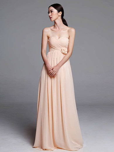 Empire Discount Chiffon with Flower(s) Ruffles Sweetheart Bridesmaid Dresses #PWD01012487