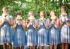 Scoop Neck Unique Satin Tulle Ruffles Short/Mini Bridesmaid Dress #PWD01012494