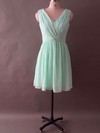 Chiffon with Ruffles and Criss Cross V-neck Boutique Knee-length Bridesmaid Dress #PWD01012496
