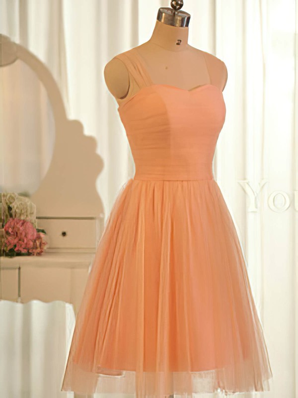 Sweetheart Orange Tulle Popular Ruffles Knee-length Bridesmaid Dresses #PWD01012504
