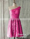 Sage One Shoulder Lace Classic Short/Mini Ruffles Bridesmaid Dress #PWD01012505