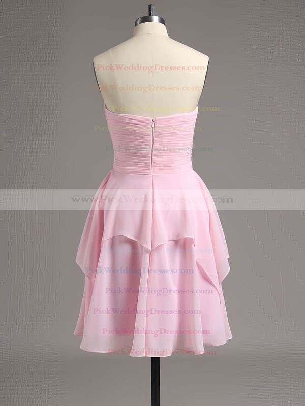Sweetheart Short/Mini Ruffles Chiffon Pretty Pink Bridesmaid Dresses #PWD01012513
