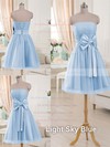 Sweet Blue Tulle Short/Mini Bow Lace-up Strapless Bridesmaid Dresses #PWD01012516