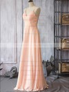 Pearl Pink Chiffon V-neck Spaghetti Straps Sheath/Column Wholesale Bridesmaid Dress #PWD01012524