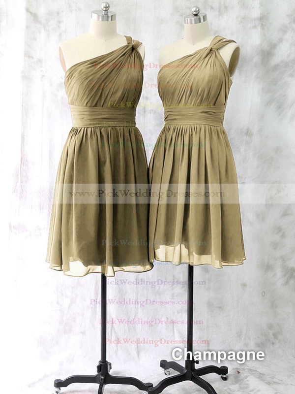Latest Short/Mini Ruffles Chiffon One Shoulder Bridesmaid Dress #PWD01012528