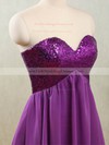 Purple Chiffon and Sparkly Sequined Short/Mini Empire Bridesmaid Dresses #PWD01012532