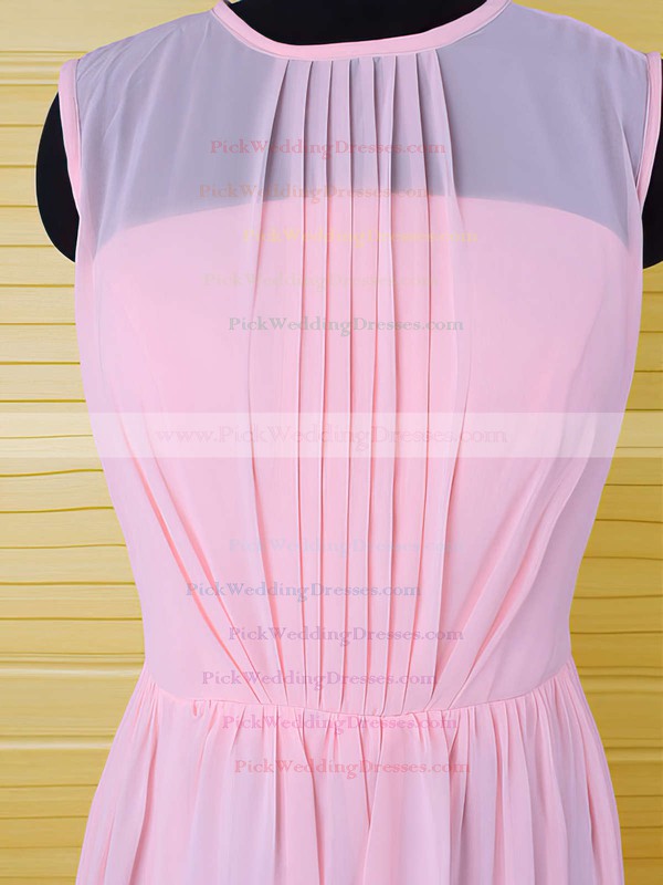 Sweet Pearl Pink Scoop Neck Chiffon Ruffles Sheath/Column Bridesmaid Dress #PWD01012542